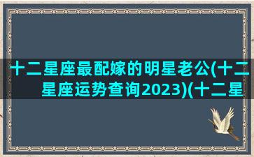 十二星座最配嫁的明星老公(十二星座运势查询2023)(十二星座配哪个男明星)