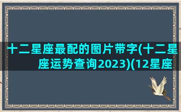 十二星座最配的图片带字(十二星座运势查询2023)(12星座最佳配对图片)