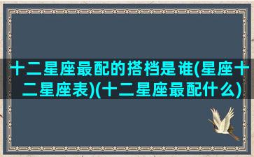 十二星座最配的搭档是谁(星座十二星座表)(十二星座最配什么)