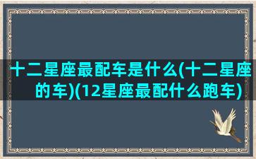 十二星座最配车是什么(十二星座的车)(12星座最配什么跑车)