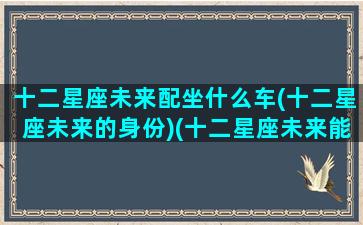 十二星座未来配坐什么车(十二星座未来的身份)(十二星座未来能做什么)