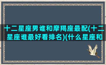 十二星座男谁和摩羯座最配(十二星座谁最好看排名)(什么星座和摩羯男)