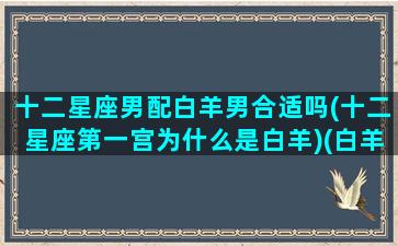 十二星座男配白羊男合适吗(十二星座第一宫为什么是白羊)(白羊座男和什么星座匹配)