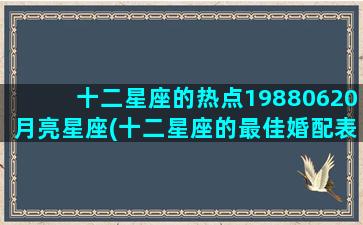 十二星座的热点19880620月亮星座(十二星座的最佳婚配表)