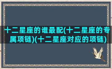 十二星座的谁最配(十二星座的专属项链)(十二星座对应的项链)