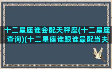 十二星座谁会配天秤座(十二星座查询)(十二星座谁跟谁最配当夫妻)