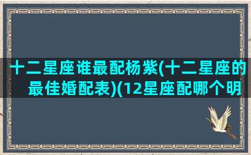 十二星座谁最配杨紫(十二星座的最佳婚配表)(12星座配哪个明星)