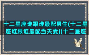 十二星座谁跟谁最配男生(十二星座谁跟谁最配当夫妻)(十二星座谁跟谁最搭配)