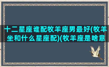 十二星座谁配牧羊座男最好(牧羊坐和什么星座配)(牧羊座是啥意思)