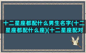 十二星座都配什么男生名字(十二星座都配什么座)(十二星座配对男配女)