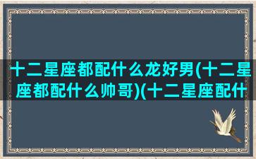 十二星座都配什么龙好男(十二星座都配什么帅哥)(十二星座配什么男明星)