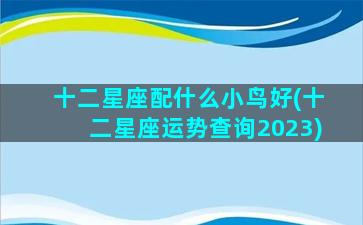 十二星座配什么小鸟好(十二星座运势查询2023)