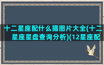 十二星座配什么猫图片大全(十二星座星盘查询分析)(12星座配什么动物)