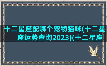 十二星座配哪个宠物猫咪(十二星座运势查询2023)(十二星座配对的动物)