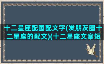 十二星座配图配文字(发朋友圈十二星座的配文)(十二星座文案短句)