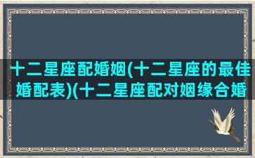 十二星座配婚姻(十二星座的最佳婚配表)(十二星座配对姻缘合婚)