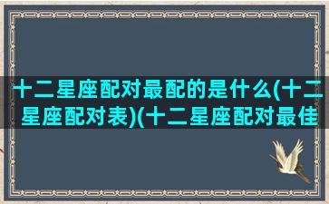 十二星座配对最配的是什么(十二星座配对表)(十二星座配对最佳)