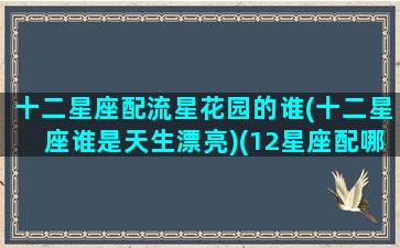 十二星座配流星花园的谁(十二星座谁是天生漂亮)(12星座配哪个明星)