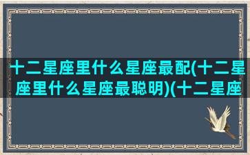 十二星座里什么星座最配(十二星座里什么星座最聪明)(十二星座里最般配的星座)