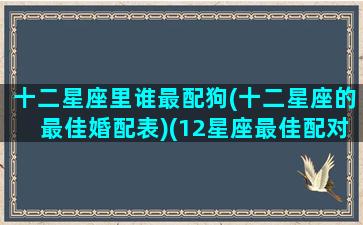 十二星座里谁最配狗(十二星座的最佳婚配表)(12星座最佳配对的三个星座)