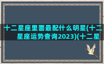 十二星座里面最配什么明星(十二星座运势查询2023)(十二星座配什么星座最好)