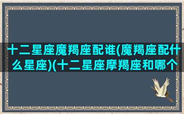 十二星座魔羯座配谁(魔羯座配什么星座)(十二星座摩羯座和哪个星座是绝配)