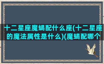 十二星座魔蝎配什么座(十二星座的魔法属性是什么)(魔蝎配哪个星座)