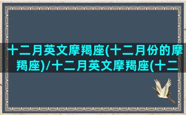 十二月英文摩羯座(十二月份的摩羯座)/十二月英文摩羯座(十二月份的摩羯座)-我的网站