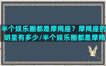 半个娱乐圈都是摩羯座？摩羯座的明星有多少/半个娱乐圈都是摩羯座？摩羯座的明星有多少-我的网站