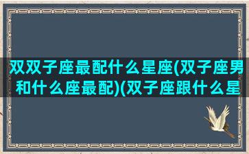 双双子座最配什么星座(双子座男和什么座最配)(双子座跟什么星座男最配)