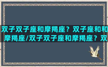 双子双子座和摩羯座？双子座和和摩羯座/双子双子座和摩羯座？双子座和和摩羯座-我的网站