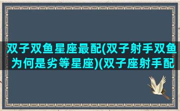 双子双鱼星座最配(双子射手双鱼为何是劣等星座)(双子座射手配对指数)