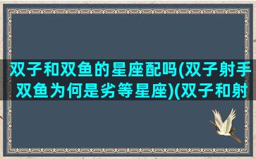 双子和双鱼的星座配吗(双子射手双鱼为何是劣等星座)(双子和射手般配吗)