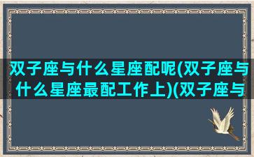 双子座与什么星座配呢(双子座与什么星座最配工作上)(双子座与什么星座最配对)