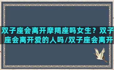 双子座会离开摩羯座吗女生？双子座会离开爱的人吗/双子座会离开摩羯座吗女生？双子座会离开爱的人吗-我的网站