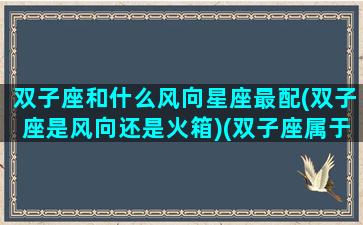 双子座和什么风向星座最配(双子座是风向还是火箱)(双子座属于风象星座)