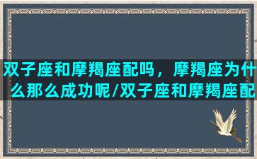 双子座和摩羯座配吗，摩羯座为什么那么成功呢/双子座和摩羯座配吗，摩羯座为什么那么成功呢-我的网站