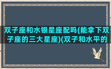 双子座和水银星座配吗(能拿下双子座的三大星座)(双子和水平的配对)