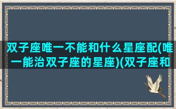 双子座唯一不能和什么星座配(唯一能治双子座的星座)(双子座和什么星座不合适做朋友)