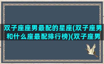 双子座座男最配的星座(双子座男和什么座最配排行榜)(双子座男生最配星座配对)