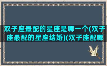 双子座最配的星座是哪一个(双子座最配的星座结婚)(双子座配哪个星座最好)