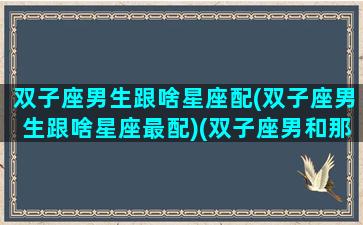 双子座男生跟啥星座配(双子座男生跟啥星座最配)(双子座男和那个星座配)