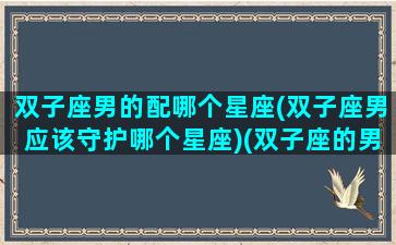 双子座男的配哪个星座(双子座男应该守护哪个星座)(双子座的男生配哪个星座的女生啊)