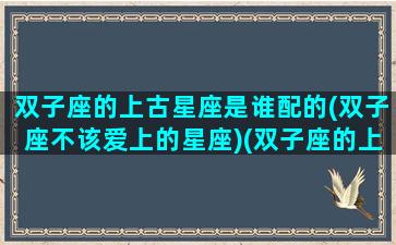 双子座的上古星座是谁配的(双子座不该爱上的星座)(双子座的上古神剑)