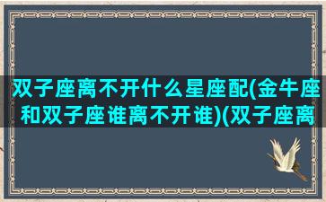 双子座离不开什么星座配(金牛座和双子座谁离不开谁)(双子座离不开哪个星座)