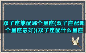 双子座能配哪个星座(双子座配哪个星座最好)(双子座配什么星座合适)