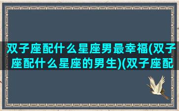 双子座配什么星座男最幸福(双子座配什么星座的男生)(双子座配什么座的男生最好)