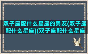 双子座配什么星座的男友(双子座配什么星座)(双子座配什么星座合适)