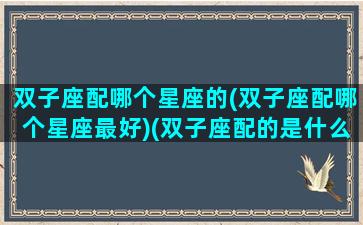 双子座配哪个星座的(双子座配哪个星座最好)(双子座配的是什么)