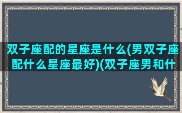 双子座配的星座是什么(男双子座配什么星座最好)(双子座男和什么星座最配对指数)